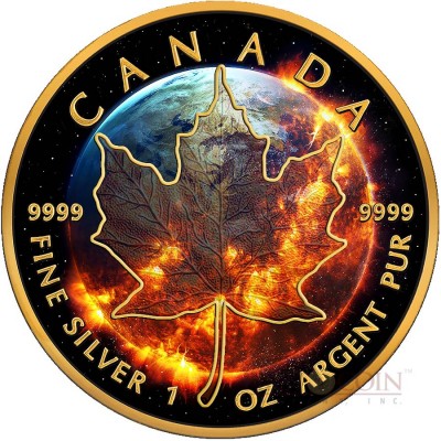Canada 1st APOCALYPSE $5 Canadian Maple Leaf Silver Coin 2016 Black Ruthenium and Gold plated 1 oz